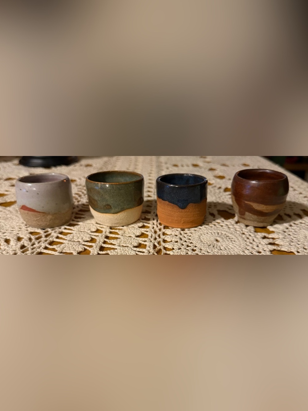 VTG Signed Studio Pottery Cat Sake/Espresso Cups - Set of 4 (All Signed!)